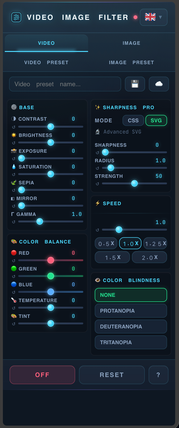Extension OFF settings